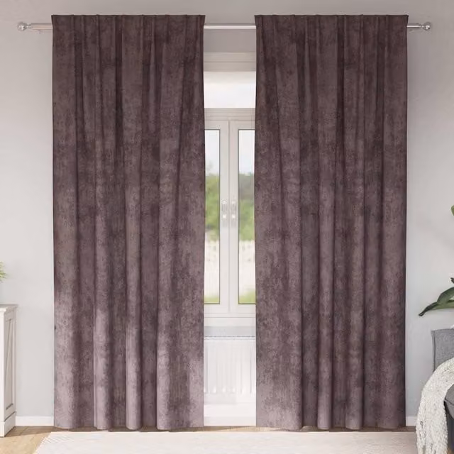 Set de 2 cortinas de terciopelo vidaXL con ojetes, color marrón, semitransparentes y térmicas, An/Al: 140 x 225 cm