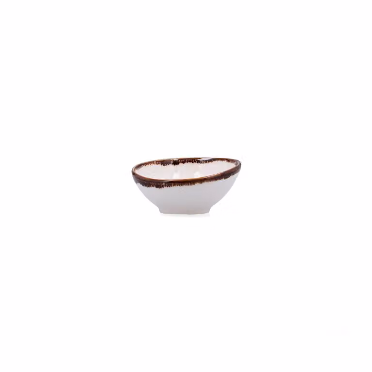 Juego de 6 boles de porcelana Bidasoa Orion Hydrozero color blanco con filo marrón, diámetro: 9,5 cm