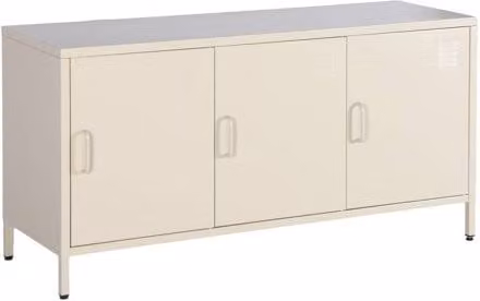 Mueble de TV de estilo industrial SWEEEK en metal con 3 puertas, color negro o beige, An/P/Al: 120 x 43 x 60 cm