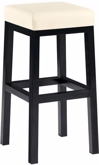 Taburete de bar Taylor con revestimiento de polipiel color crema y estructura de metal negro, An/P/Al: 37 x 37 x 78 cm