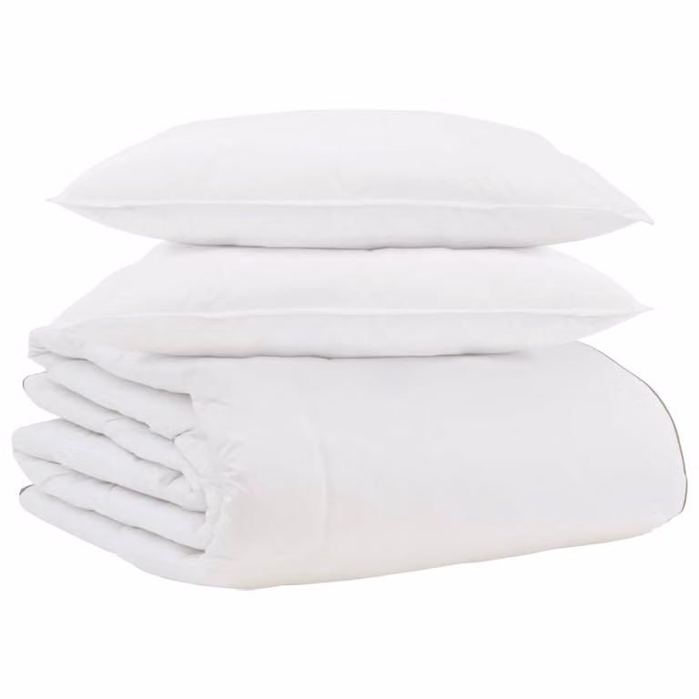 Set de 3 piezas vidaXL de Edredón de Invierno y Almohadas de Plumas de Pato y Algodón, Blanco, 200 x 200 cm