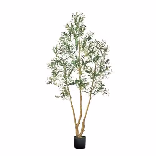 Árbol de olivo artificial VEVOR de color verde con maceta negra, Altura: 213,4 cm
