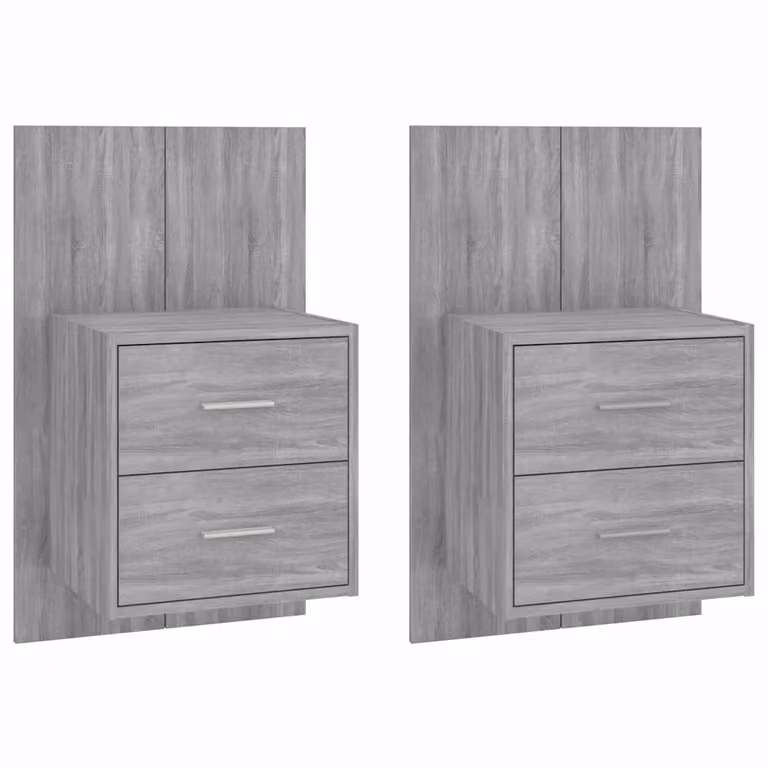 Set de 2 mesitas de noche de pared vidaXL en color gris sonoma para dormitorio