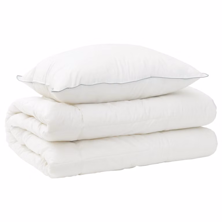 Juego de edredón y almohada vidaXL de 2 piezas en color blanco, confeccionado con lana nueva y microfibra, apto para todas las estaciones, An/P/Al: 155 x 200 cm