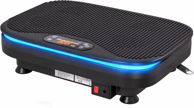Plataforma Vibratoria SPORTNOW con 99 Velocidades, 3 Programas, Altavoz Bluetooth, Pantalla LED, Mando a Distancia y Bandas Elásticas en color negro