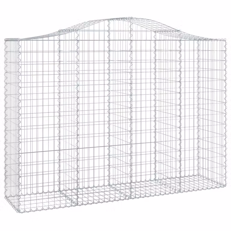 Cesta gaviones con forma de arco vidaXL de hierro galvanizado en color gris, An/P/Al: 200 x 50 x 140/160 cm