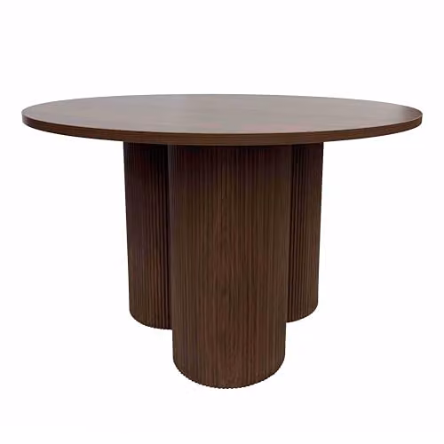 Mesa de comedor redonda moderna Oviala en color marrón con acabado mate y diámetro de 120 cm