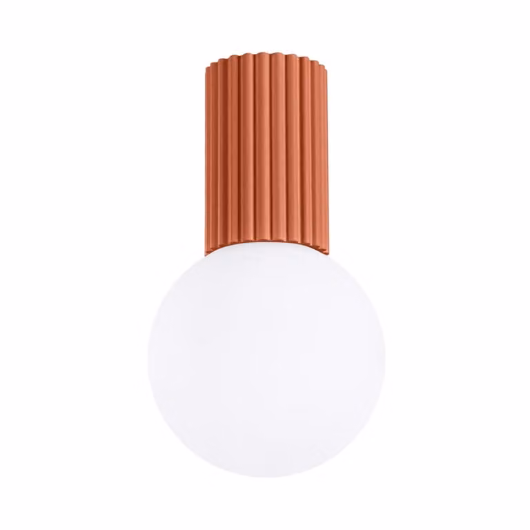 Lámpara de techo moderna Sollux Lighting en color rojo y ocre con acabado de aluminio y vidrio para baño