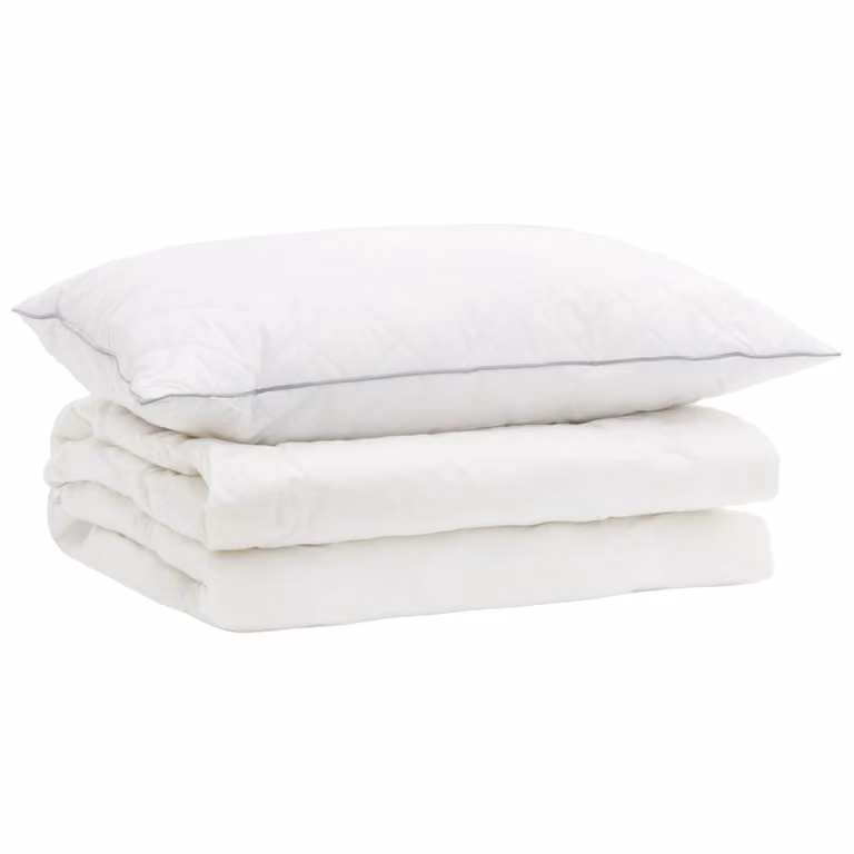 Juego de 2 edredones y almohadas vidaXL FULDA de plumón de ganso blanco, ideal para verano, An/P/Al: 150 x 200 cm
