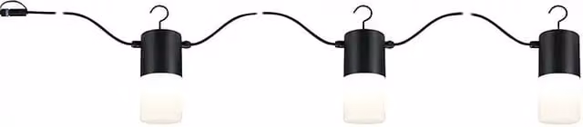 Guirnalda luminosa LED Plug & Shine Paulmann para exterior, color blanco cálido, 3 bombillas, IP44, gris y negro
