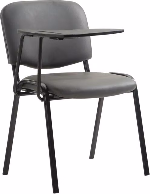 Conjunto de silla de conferencia Ken y mesa plegable CLP en color gris y negro con acabado en piel sintética y estructura de metal y plástico