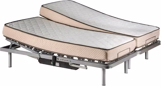 Cama articulada eléctrica doble EKAMIA con colchón blanco y mando con cable, An/P: 180 x 190 cm