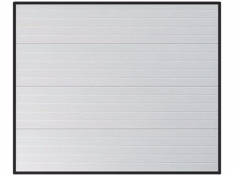 Puerta de garaje seccional motorizada moderna Noria en acero color blanco y gris