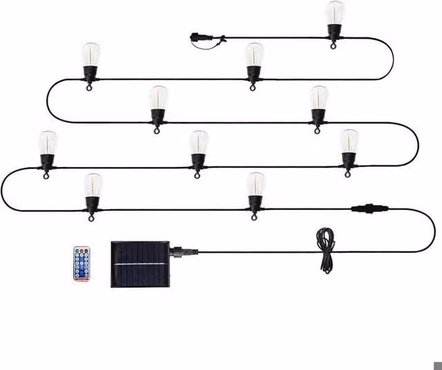 Decoración Luminosa Exterior Solar Neo-tools con 8 Modos de Iluminación LED Multicolor y Control Remoto en Negro