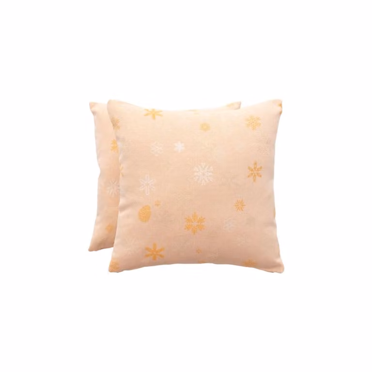 Lote de 2 fundas de cojín de Navidad Gamusi en jacquard de algodón, color naranja y oro, 45 x 45 cm