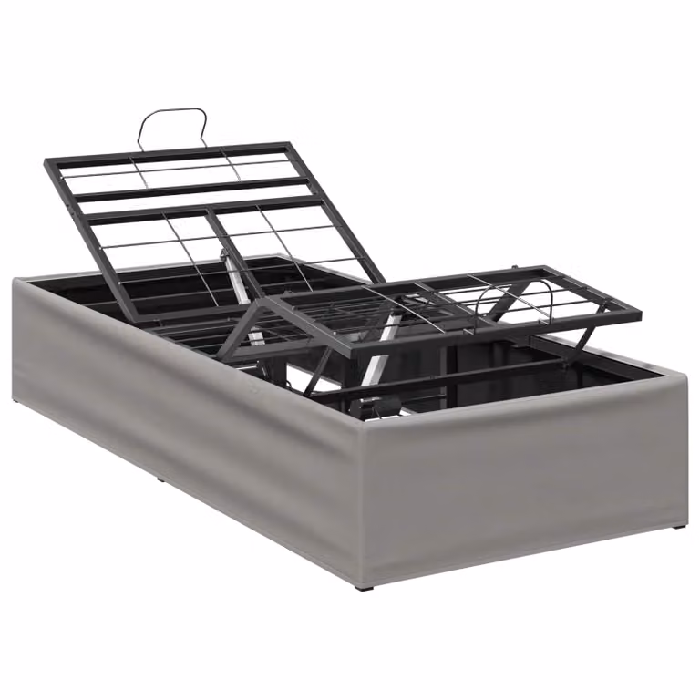 Estructura de cama eléctrica ajustable vidaXL con base elevable y cabecero tapizado en gris de 90x200 cm