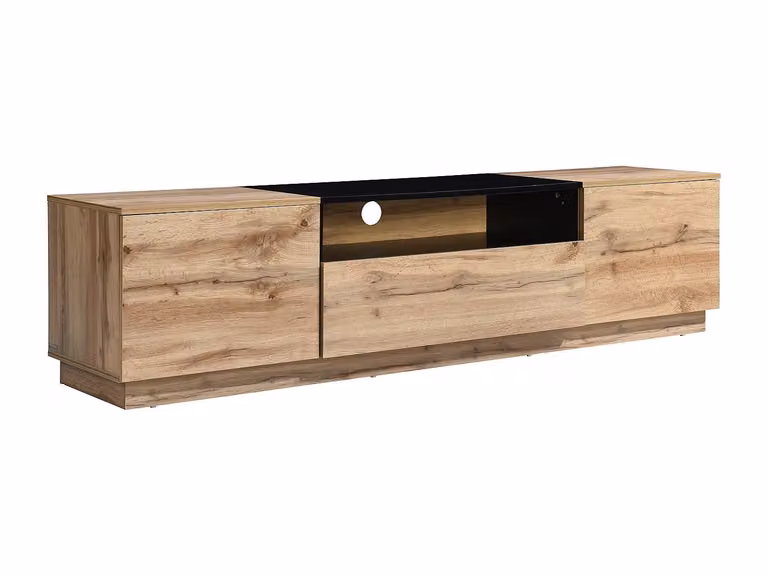 Mueble de TV moderno VENTE-UNIQUE en color marrón, negro y beige con acabado mate, An/P/Al: 180 x 40 x 45 cm