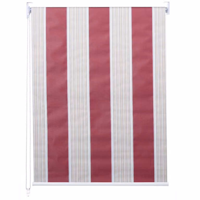 Estor Enrollable Mendler Opaco con Diseño de Rayas en Rojo, Blanco y Beige, Aislamiento Térmico de Poliéster, An/P/Al: 80 x 1 x 160 cm