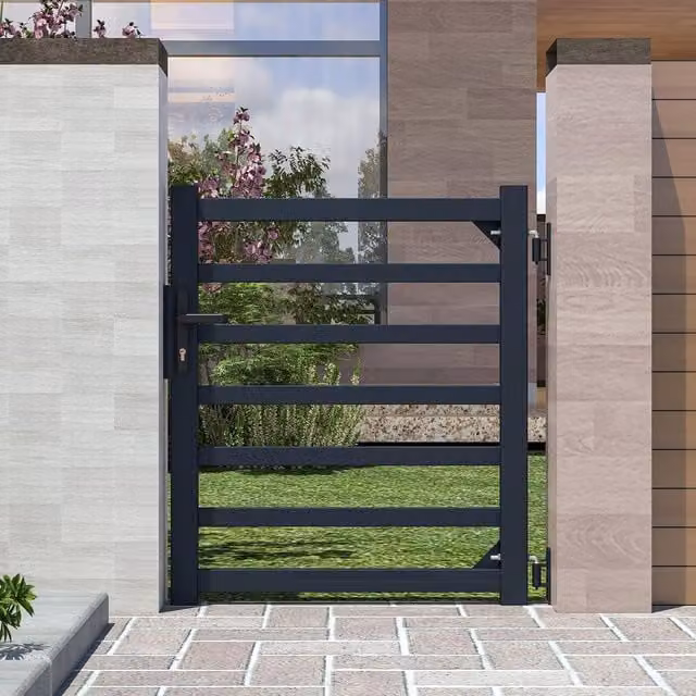 Puerta peatonal de aluminio Casanoov modelo swing en color antracita o negro An/P/Al: 93 x 109,6 x 16 cm