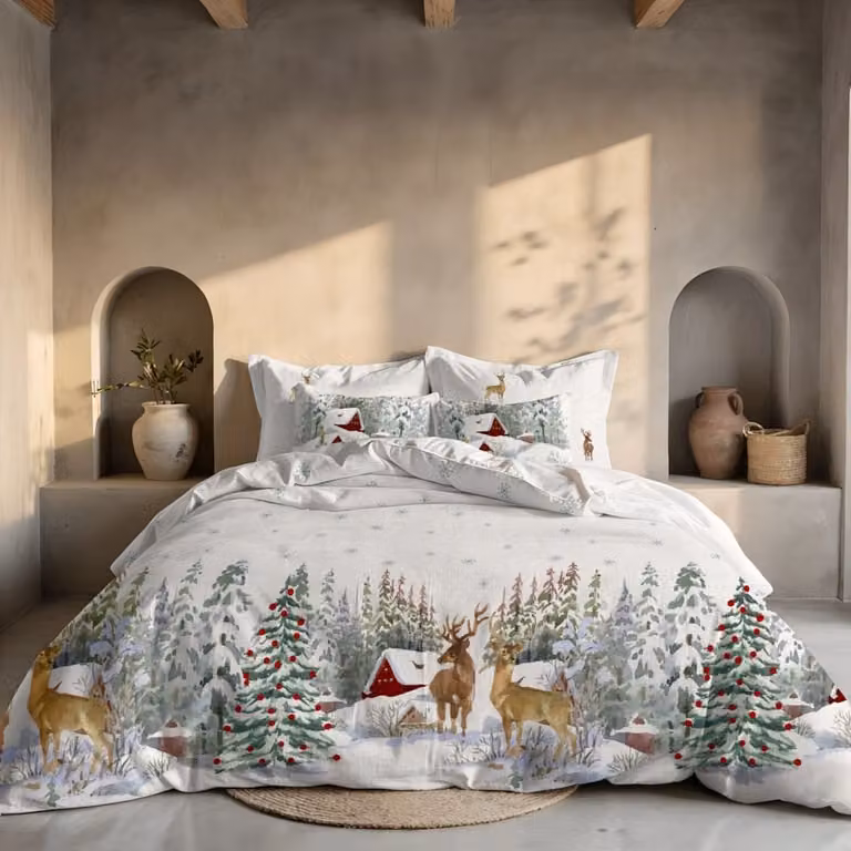 Funda nórdica de Navidad Muare Home multicolor en poliéster, An/P/Al: 155 x 220 cm