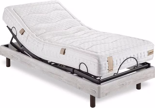 Conjunto de colchón de látex y base articulada motorizada con mando inalámbrico Aran de Dunlopillo en gris y blanco
