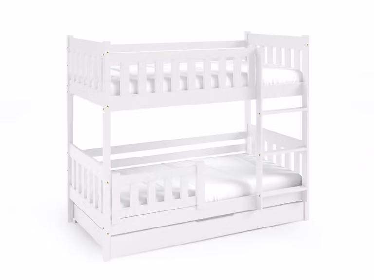 Litera de dos niveles Furnlux para niños en madera maciza de pino color blanco An/P/Al: 160 x 80 x 168 cm