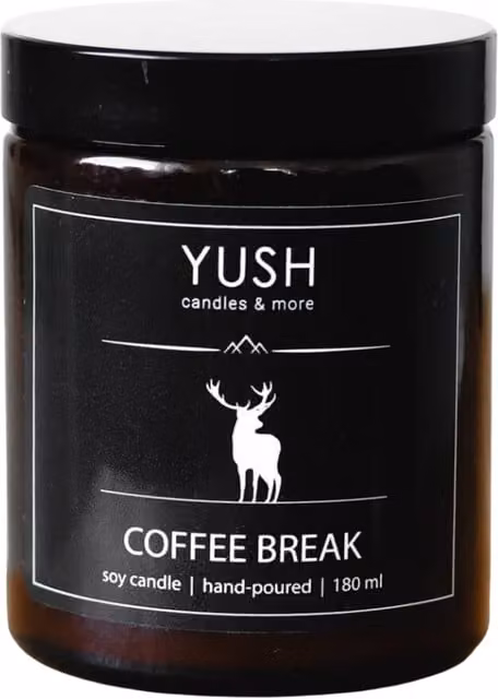 Vela de soja Yush con aroma a café recién hecho en color marrón y diseño redondo para mesa