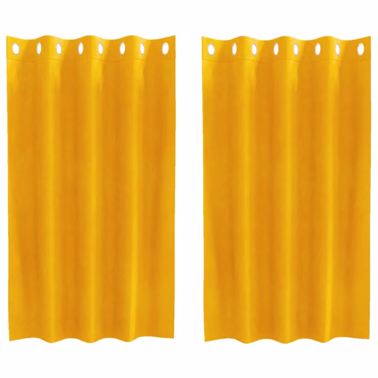 Set de 2 cortinas blackout de terciopelo vidaXL en color amarillo, An/Al: 140 x 140 cm