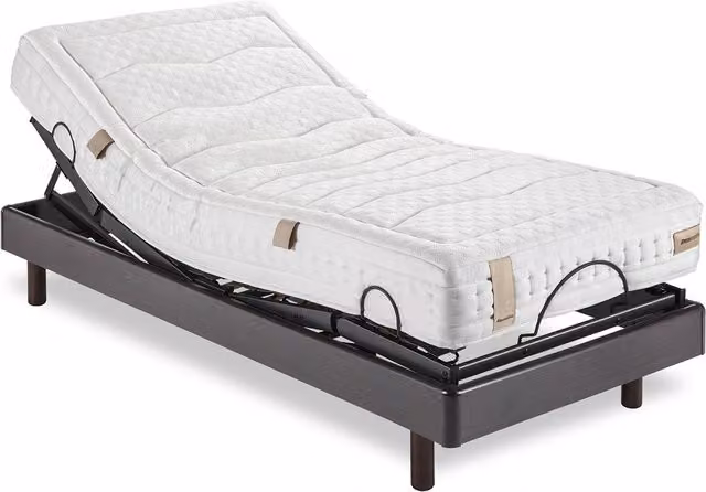 Conjunto de colchón de visco y base articulada motorizada con mando inalámbrico Aran de Dunlopillo en blanco y marrón