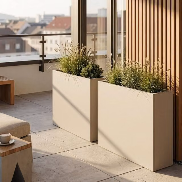 Jardinera de acero galvanizado Vaargel de casa.pro en color beige ajo, An/P/Al: 82 x 90 x 30 cm