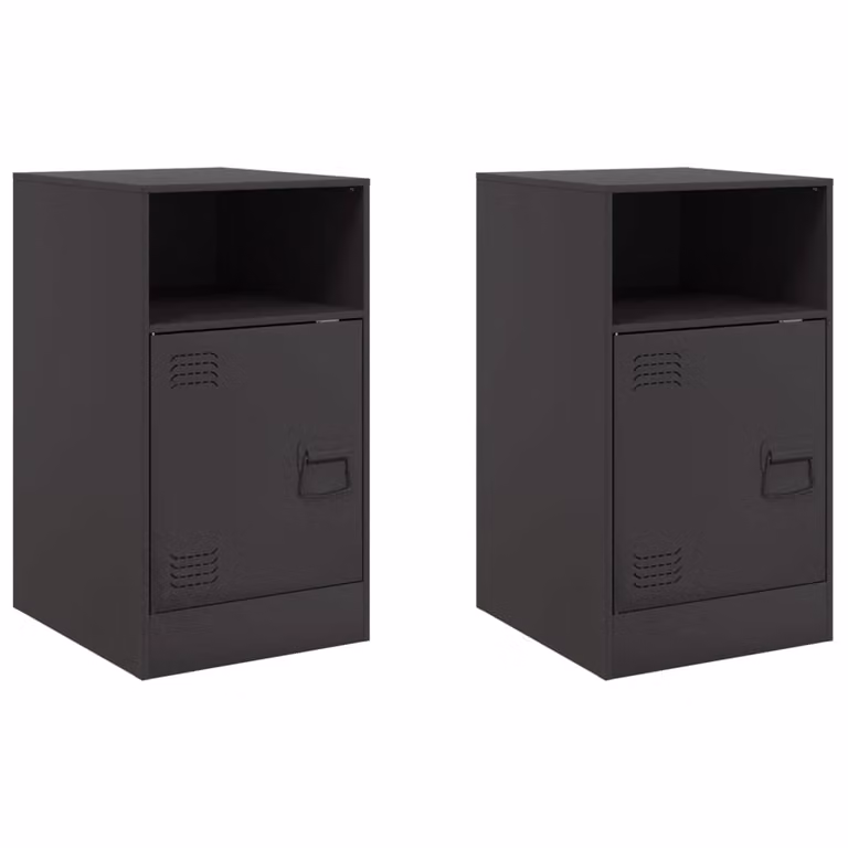 Set de 2 mesitas de noche modernas vidaXL en acero negro mate An/P/Al: 34,5 x 39 x 62 cm