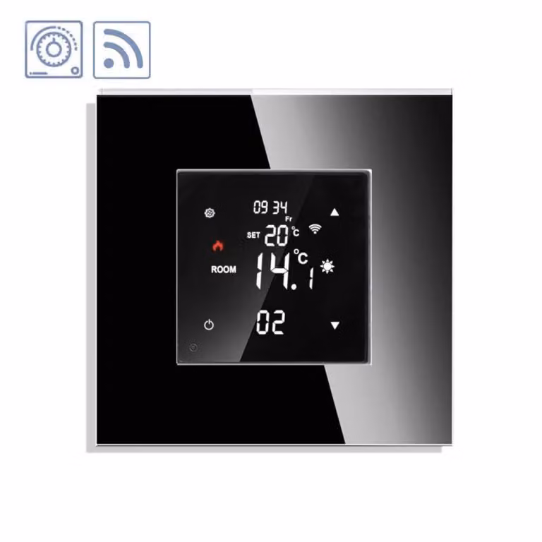 Termostato digital con wifi 3 en 1 LEDBOX con frontal de cristal negro y aluminio