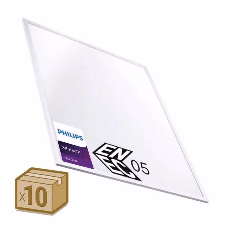 Pack de 10 paneles LED LEDBOX de 42W con chip Osram y driver Xitanium Enec05, color blanco frío, An/P: 60 x 60 cm