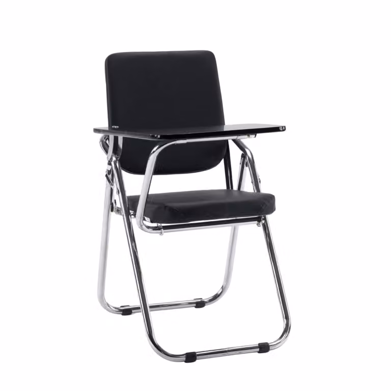 Silla de piel sintética negra hjh OFFICE con reposabrazos y apilable para comedor