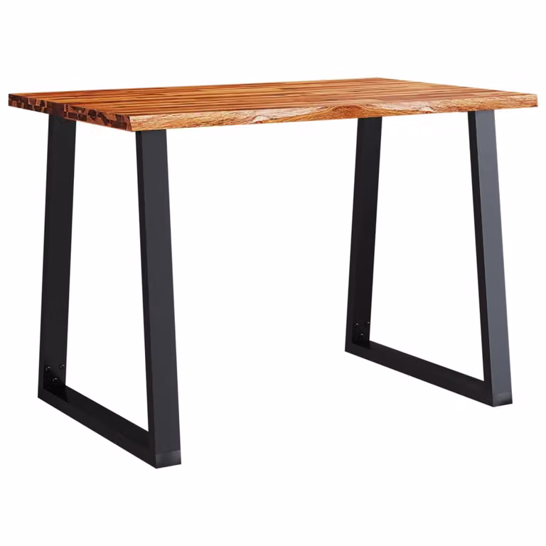Mesa de comedor vidaXL de madera maciza de acacia con borde vivo y acabado aceitado en color marrón, An/P/Al: 110 x 70 x 75 cm