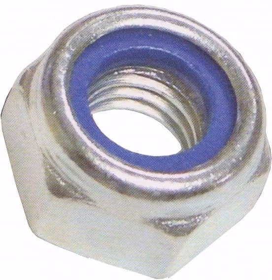 Pack de 100 tuercas autoblocantes hexagonales Fplus DIN 985 M-06 de acero zincado color plata