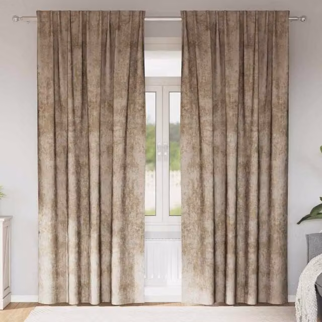 Set de 2 cortinas de terciopelo vidaXL color beige con ojales, semi transparentes y térmicas, An/Al: 143 x 260 cm