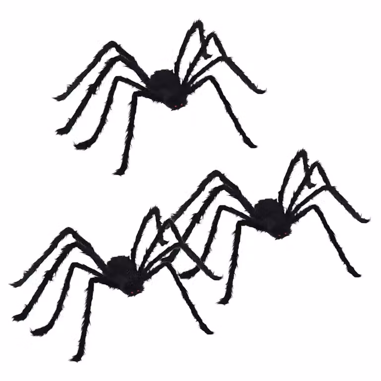 Set de 3 figuras de arañas colgantes vidaXL para decoración de Halloween, estilo gótico, color negro, 150 cm