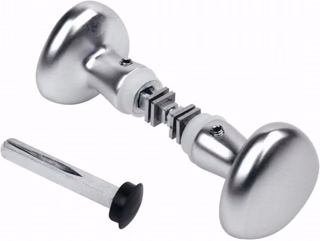 Kit combinado de pomos de aluminio Locinox en color gris plata con acabado cepillado