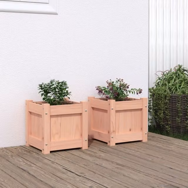 Jardineras de jardín Maison Exclusive de madera maciza de Douglas, pack de 2 unidades, color marrón