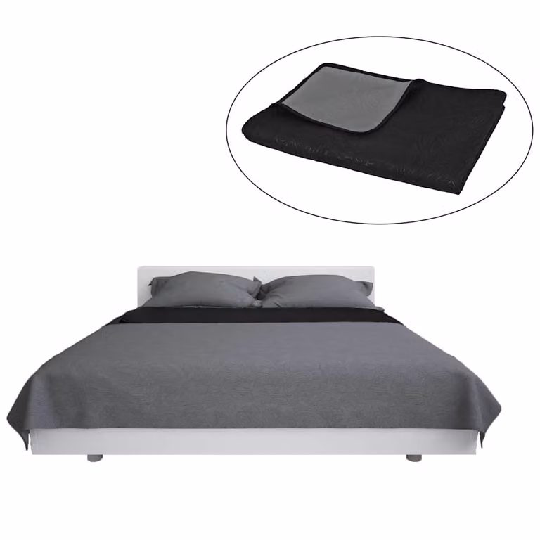 Cubrecama acolchado reversible vidaXL en gris y negro, An/P/Al: 220 x 240 cm