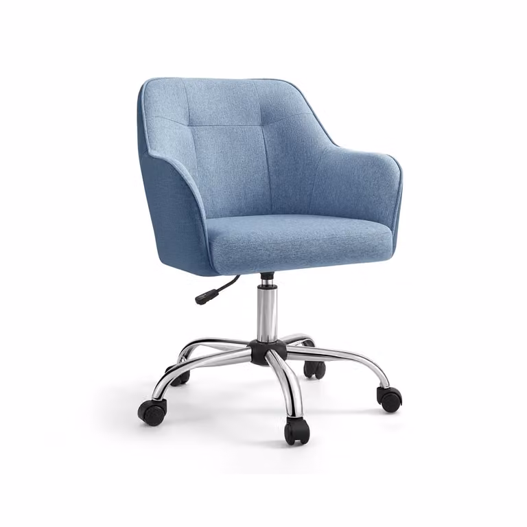 Silla de escritorio giratoria SONGMICS en terciopelo azul con ruedas para oficina en casa