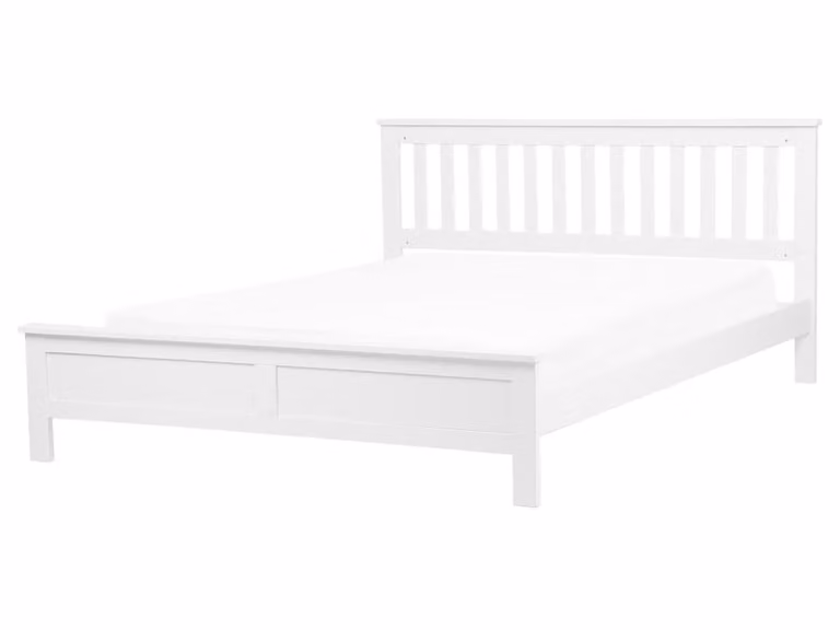 Cama de madera de pino Beliani Mayenne de estilo escandinavo en color blanco An/P/Al: 160 x 200 x 88 cm