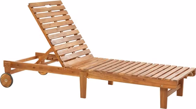 Tumbona Pietralunga Beliani de madera de acacia marrón con parasol y reposacabezas ajustable