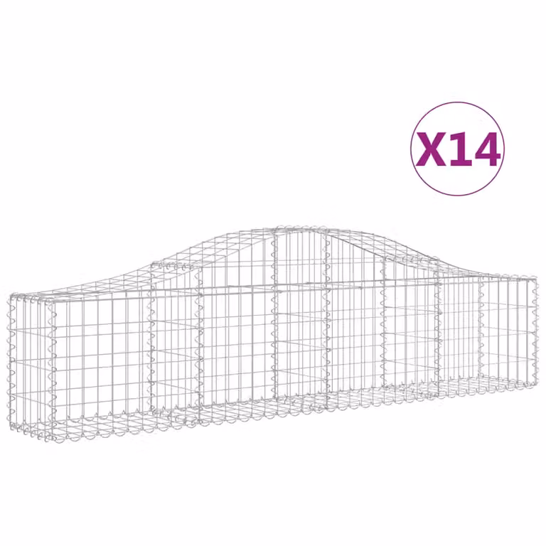 Set de 14 cestas de gaviones videx en acero galvanizado color plata con forma de arco, An/P/Al: 200 x 30 x 40/60 cm
