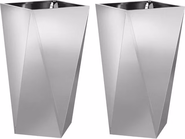 Juego de 2 jardineras modernas de acero galvanizado HELLOSHOP26 para exteriores, color plata, An/P/Al: 40 x 40 x 75 cm