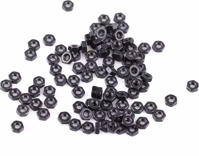 Pack de 100 tuercas hexagonales Infinite de acero al carbono galvanizado M2 DIN 934 8.8 color negro