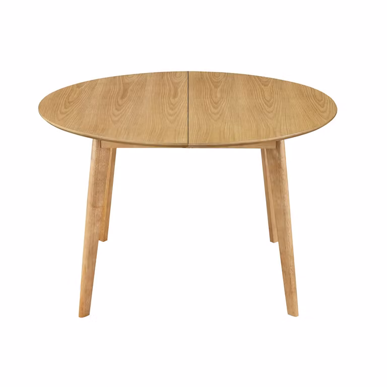 Mesa de comedor redonda extensible Miliboo Leena en roble color marrón y beige, An/P/Al: 120 x 120 x 75 cm