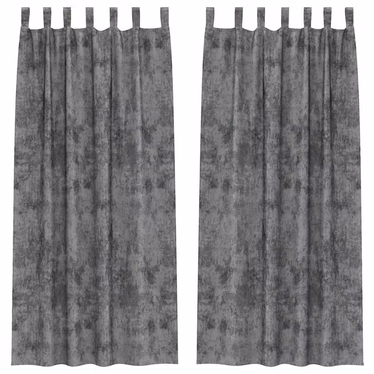 Set de 2 cortinas de terciopelo opacas vidaXL en color gris con aislamiento térmico, An/Al: 140 x 245 cm