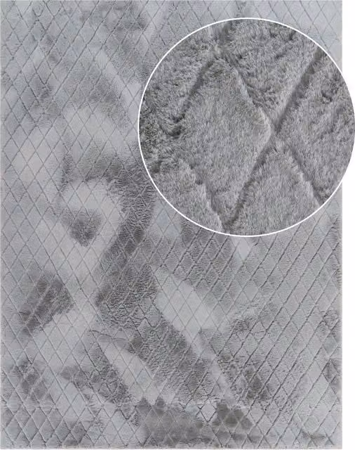 Alfombra de piel sintética Arnia gris de efecto alto y bajo, An/P: 200 x 280 cm